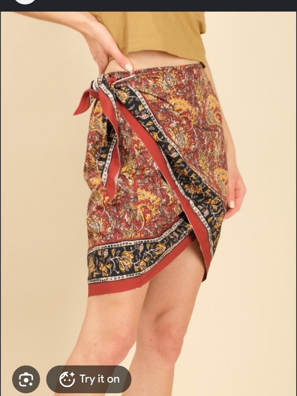 Zara Paisley Printed Sarong Wrap Skirt, Size XS
